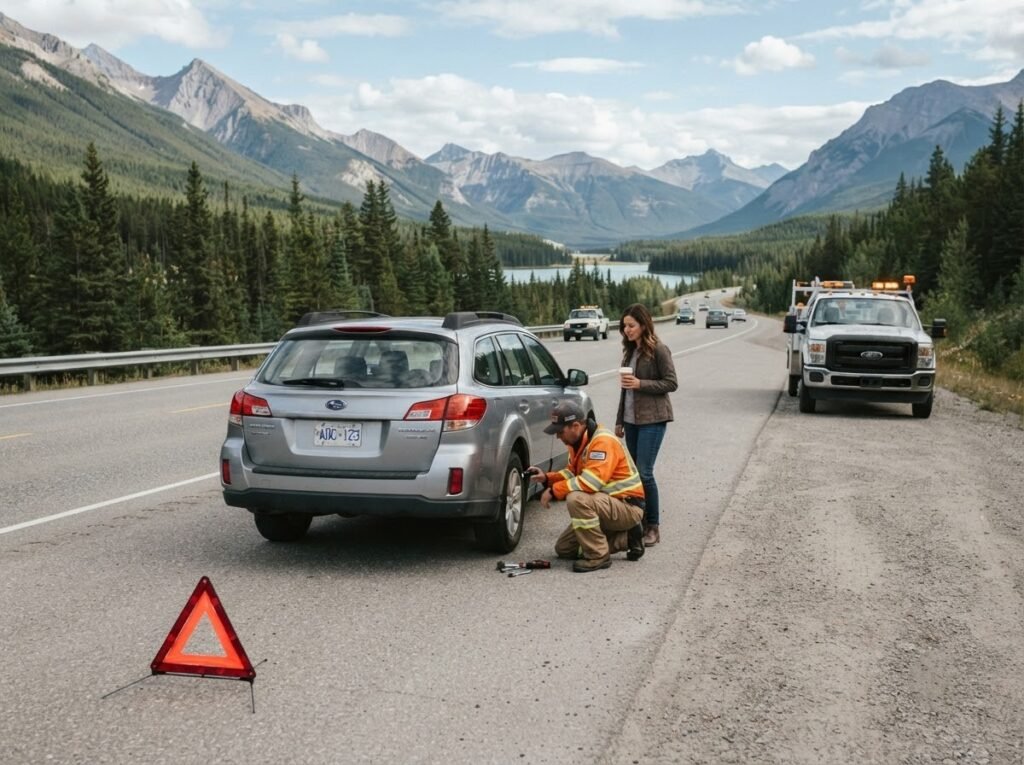 Roadside assistance on a mountain highway